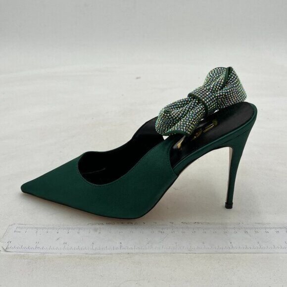 FSJ Women Cute Pointed Toe Stiletto High Heel Ankle Strap Pumps Rhinestone - Picture 1 of 7